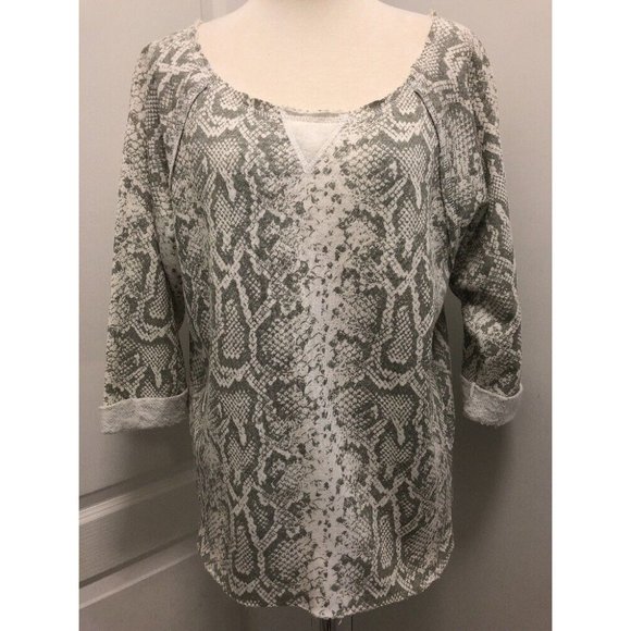 7 FOR ALL MANKIND Womens Pullover Sweatshirt Shirt Top Gray White Sparkle Size M - Picture 2 of 9